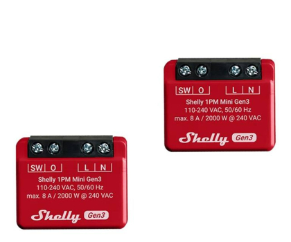 Inteligentny sterownik Shelly Zestaw 2 Sterowników 1PM Mini Gen3